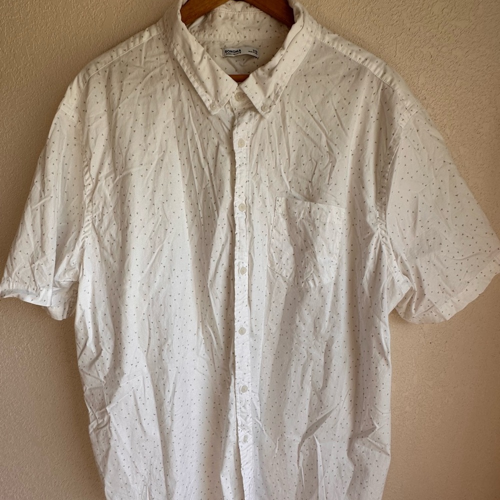 Sonoma Button Down Shirt Mens 3XB Short Sleeve light White  gently used